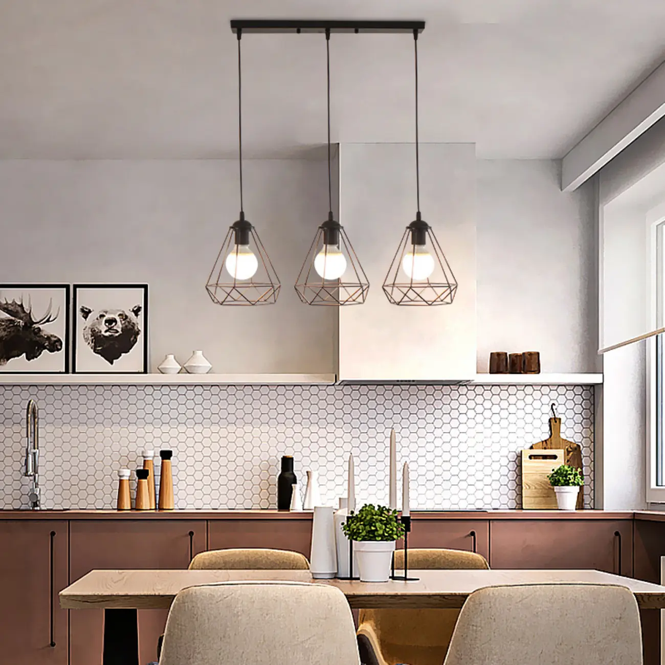 Modern Black Metal Adjustable Island Pendant for Dining Area Image - 1 | homeyfad