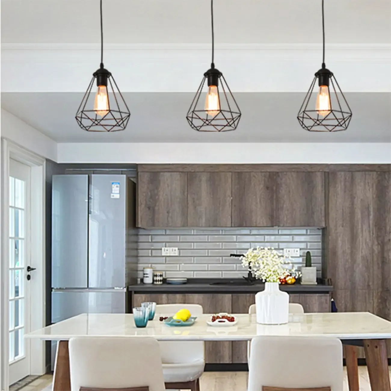 Modern Black Metal Adjustable Island Pendant for Dining Area Image - 3