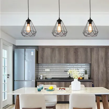 Modern Black Metal Adjustable Island Pendant for Dining Area Image - 3