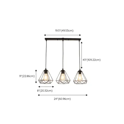 Modern Black Metal Adjustable Island Pendant for Dining Area #size