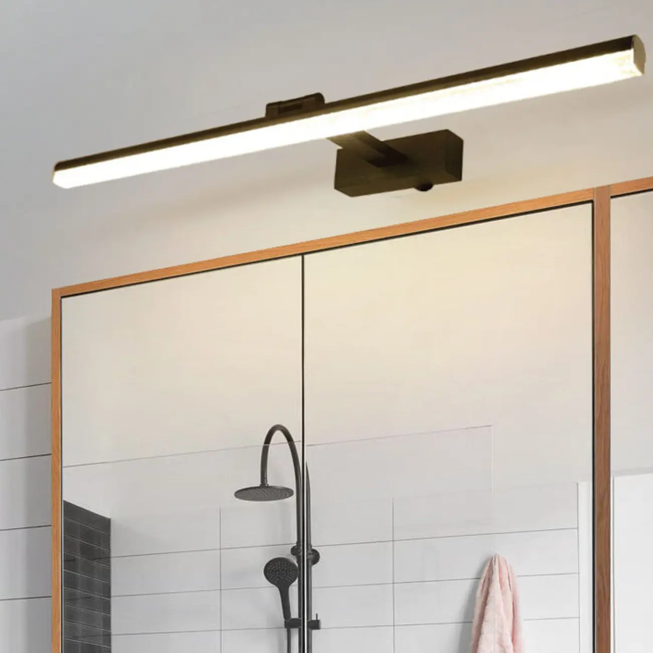Modern Black LED Vanity Light with Acrylic Shade for Bathroom Image - 2 | homeyfad