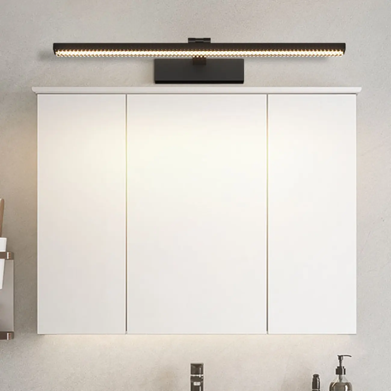 Elegant Black LED Vanity Light with Acrylic Shade for Bathroom Image - 1 | homeyfad