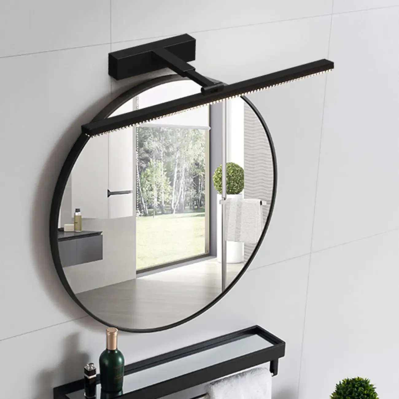 Elegant Black LED Vanity Light with Acrylic Shade for Bathroom Image - 4