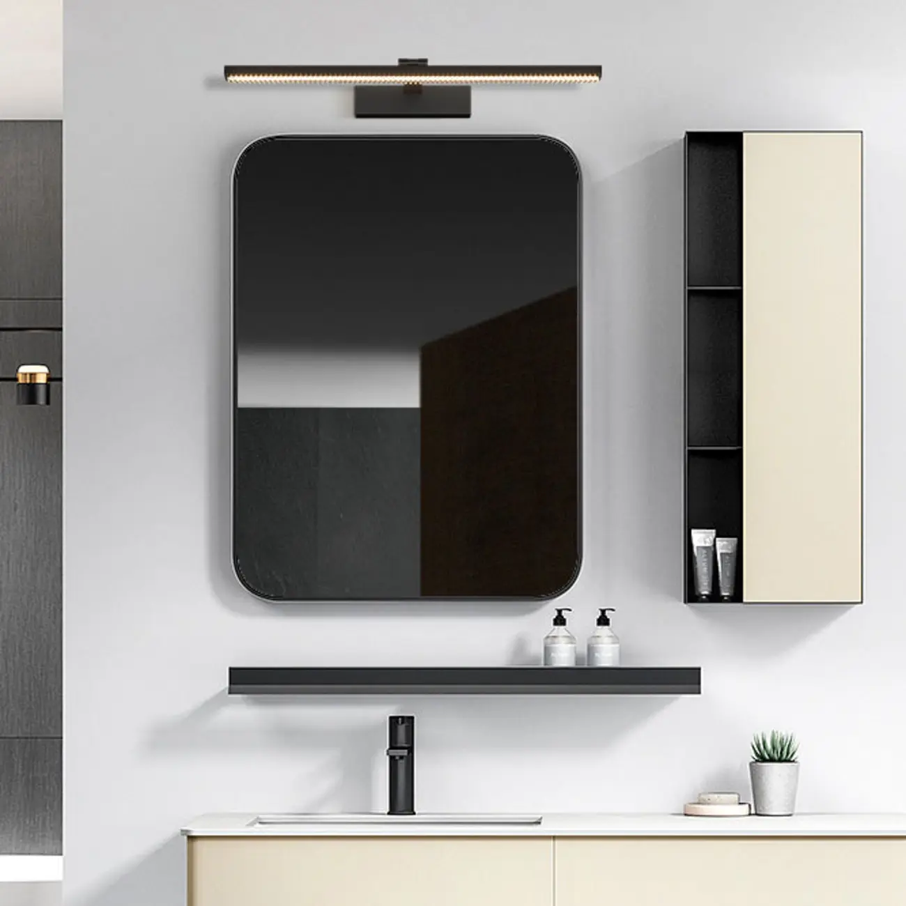 Elegant Black LED Vanity Light with Acrylic Shade for Bathroom Image - 13 | homeyfad