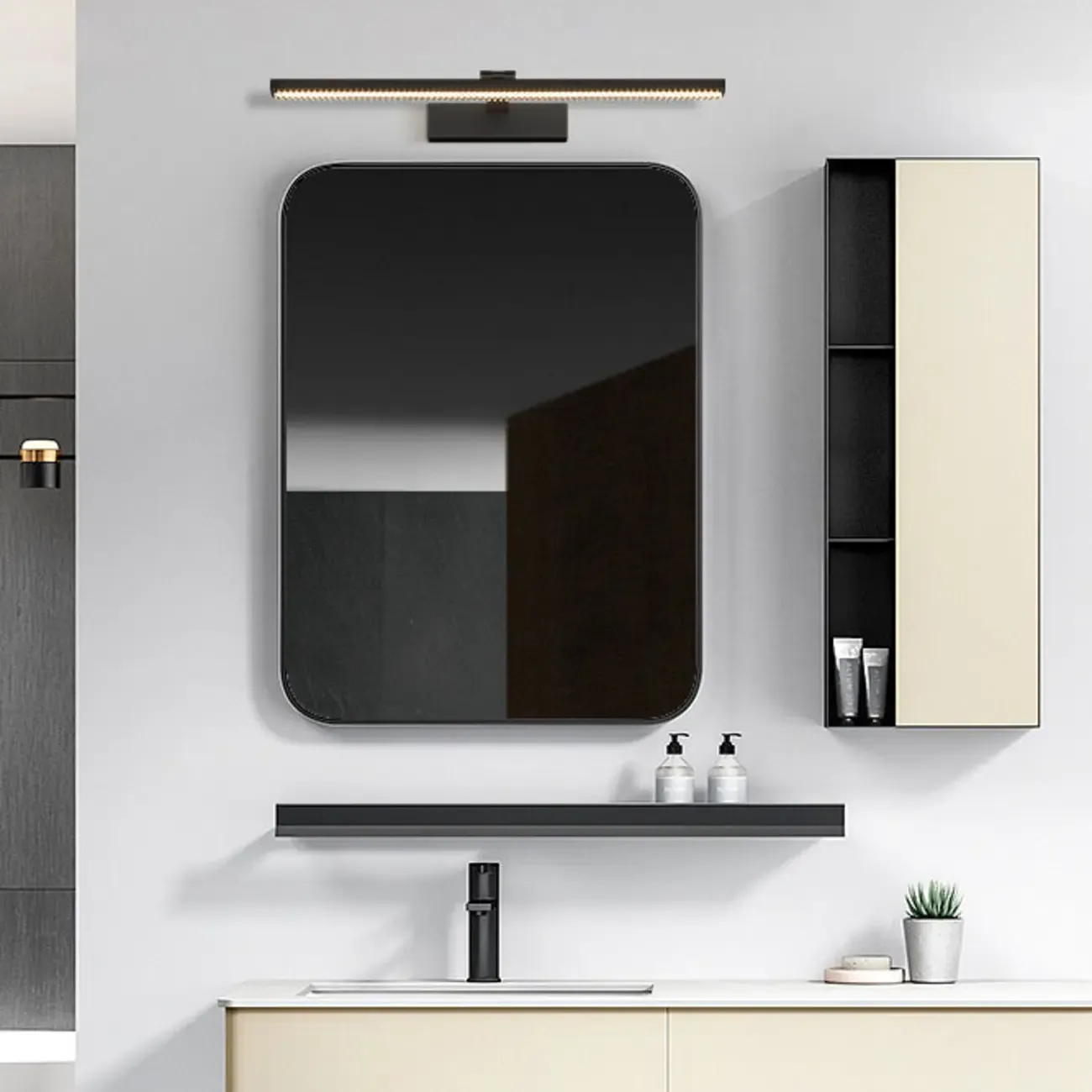 Elegant Black LED Vanity Light with Acrylic Shade for Bathroom Image - 13