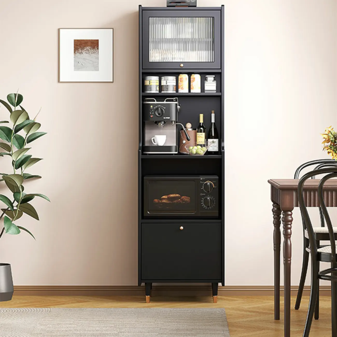 Modern Matte Black Wood Multi-Functional Storage Cabinet Image - 1 | homeyfad