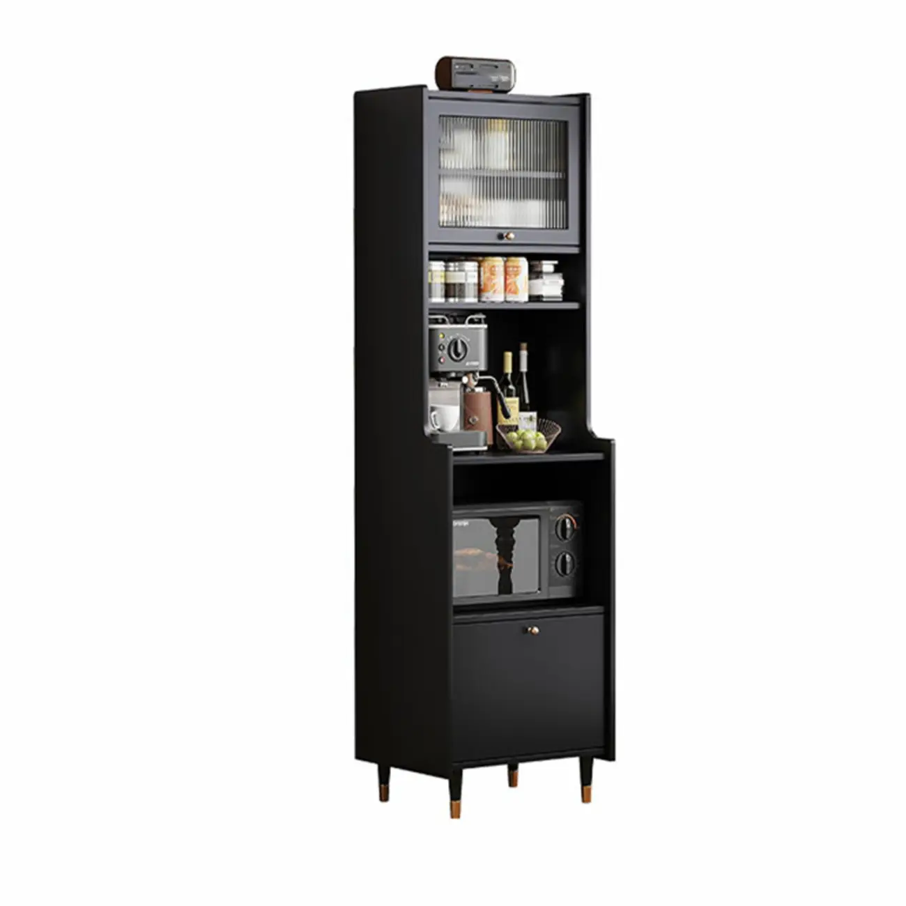 Modern Matte Black Wood Multi-Functional Storage Cabinet Image - 5 | homeyfad
