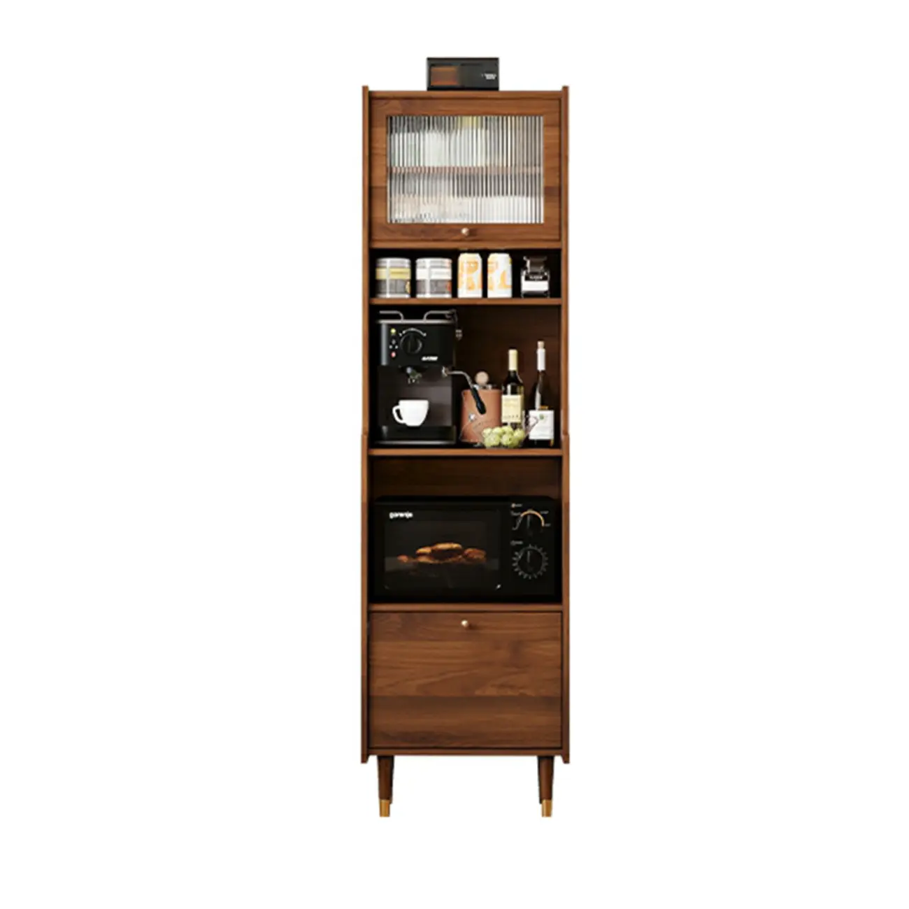 Modern Matte Black Wood Multi-Functional Storage Cabinet Image - 7 | homeyfad