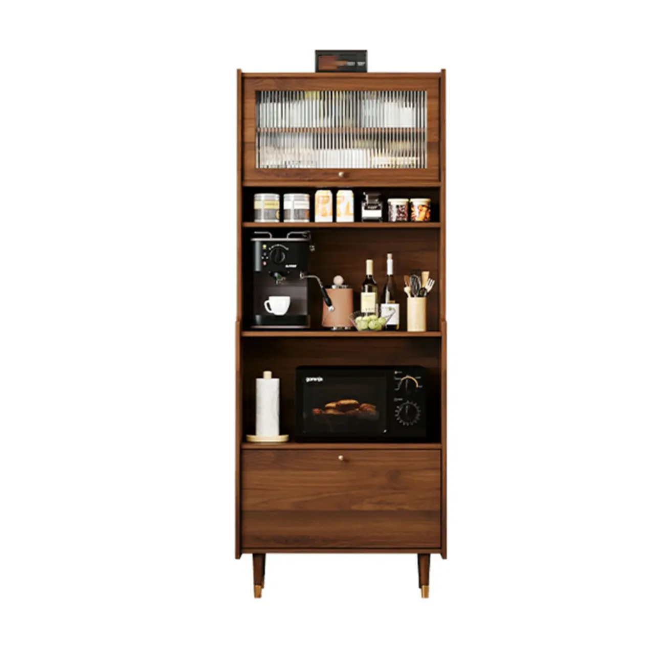 Modern Matte Black Wood Multi-Functional Storage Cabinet Image - 8 | homeyfad