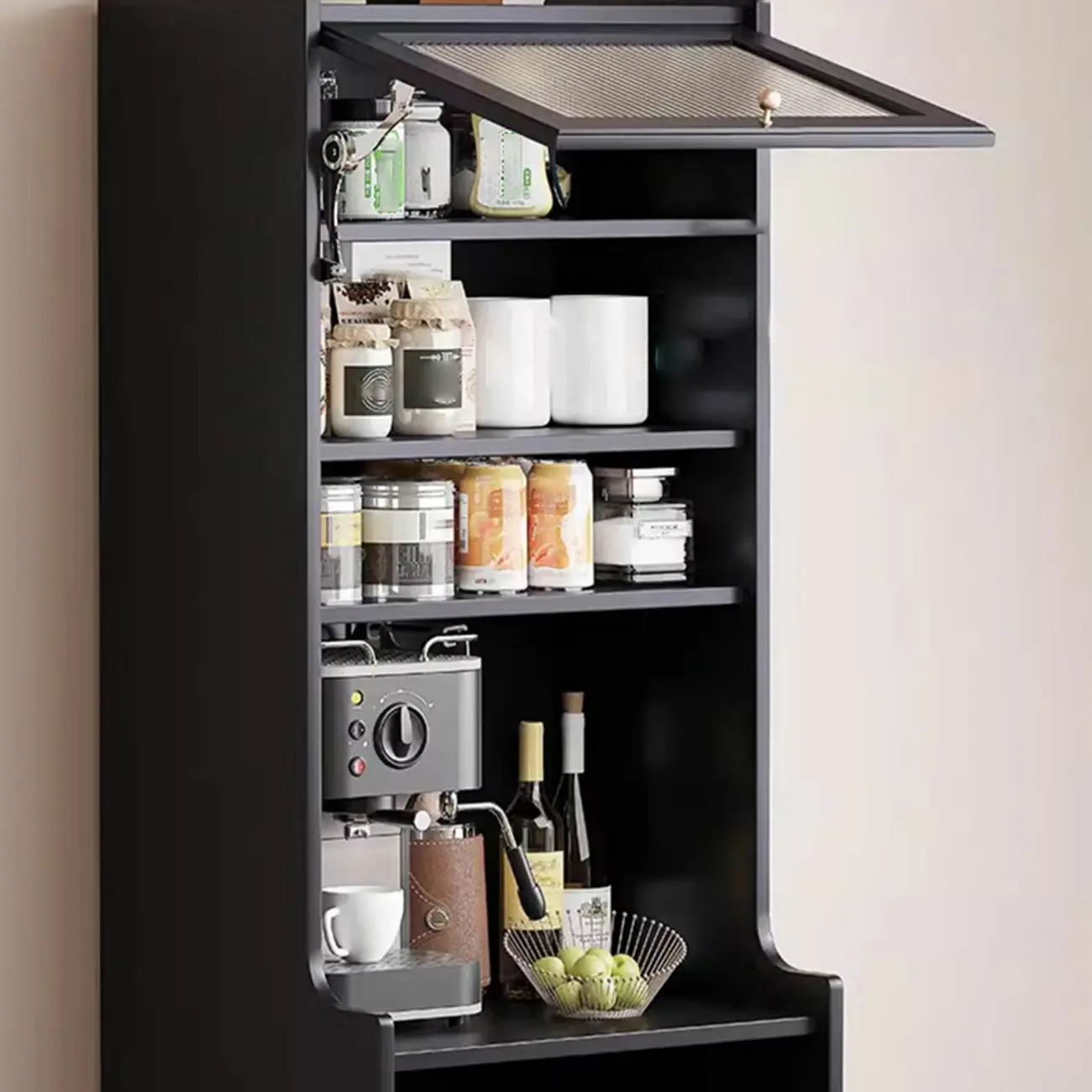 Modern Matte Black Wood Multi-Functional Storage Cabinet Image - 9 | homeyfad