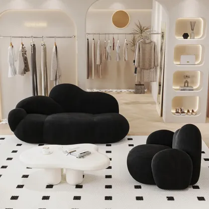 Elegant Flannel Chaise Lounge with Pillows for Living Room Image - 3