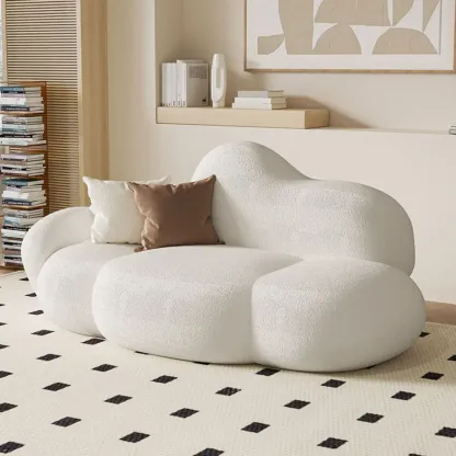 Elegant Flannel Chaise Lounge with Pillows for Living Room Image - 5
