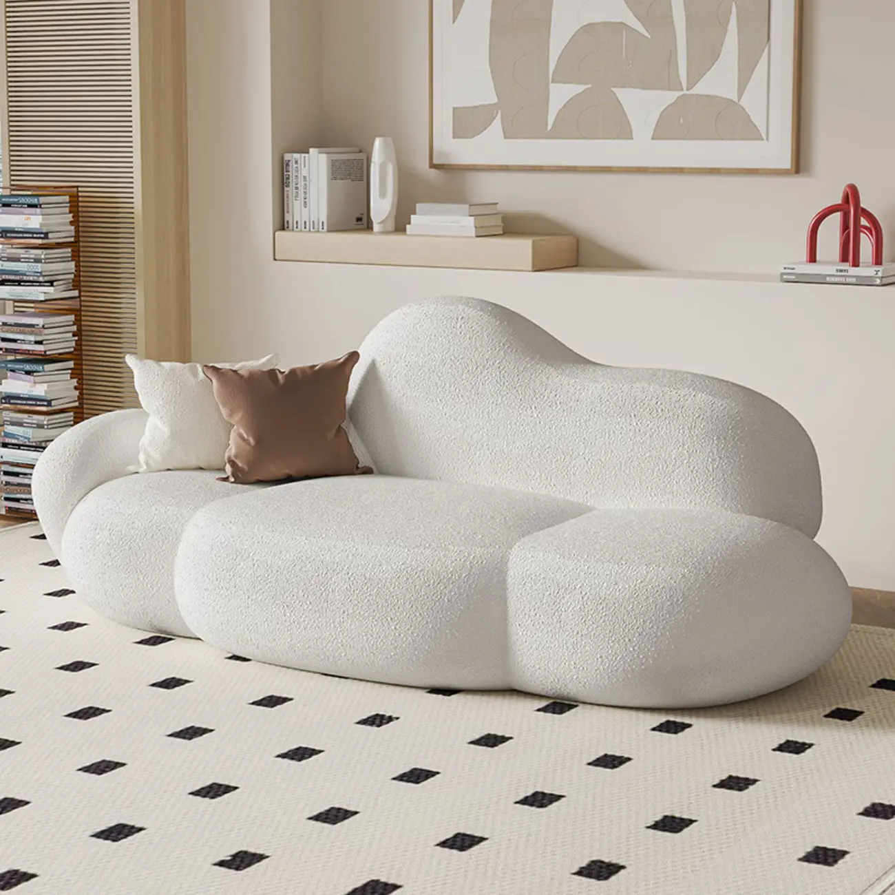 Elegant Flannel Chaise Lounge with Pillows for Living Room Image - 2 | homeyfad