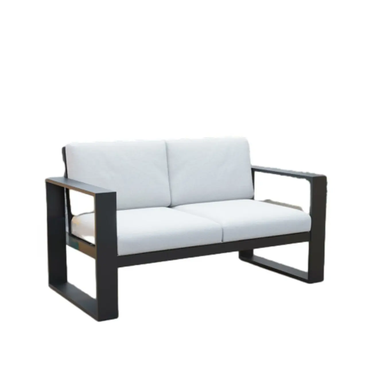 Modern Grey Outdoor Sofa with Cushions and Metal Frame Image - 2 | homeyfad