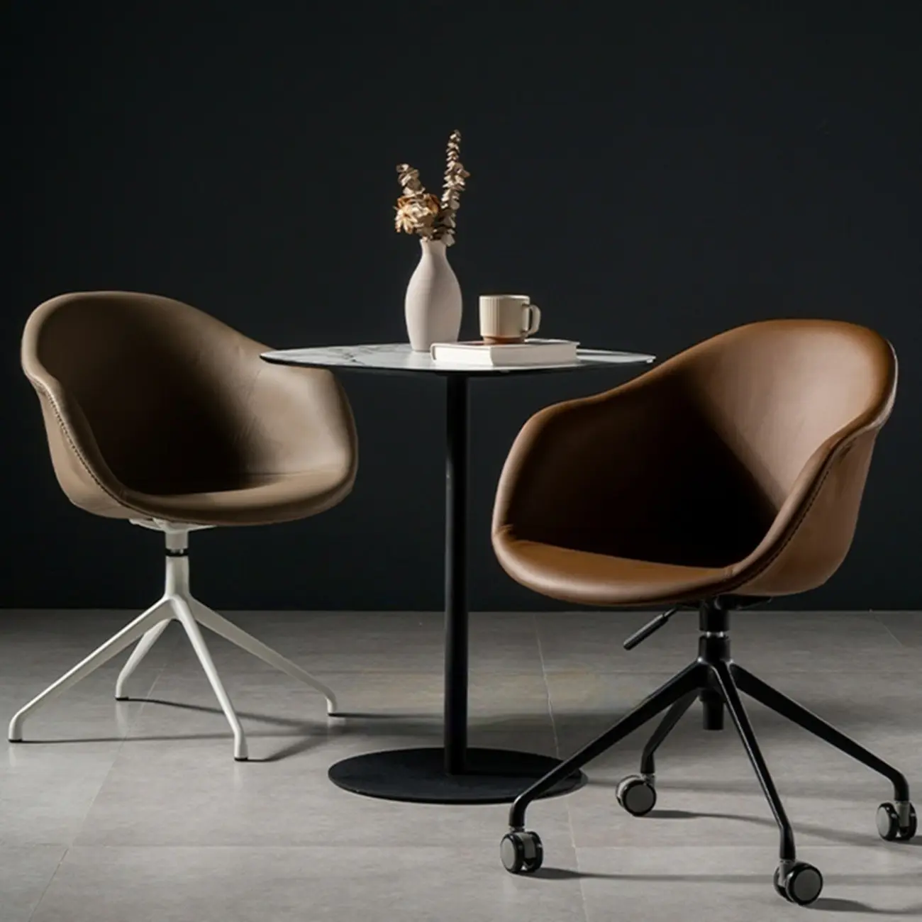 Simple Brown Adjustable Swivel Office Chair Image - 2 | homeyfad