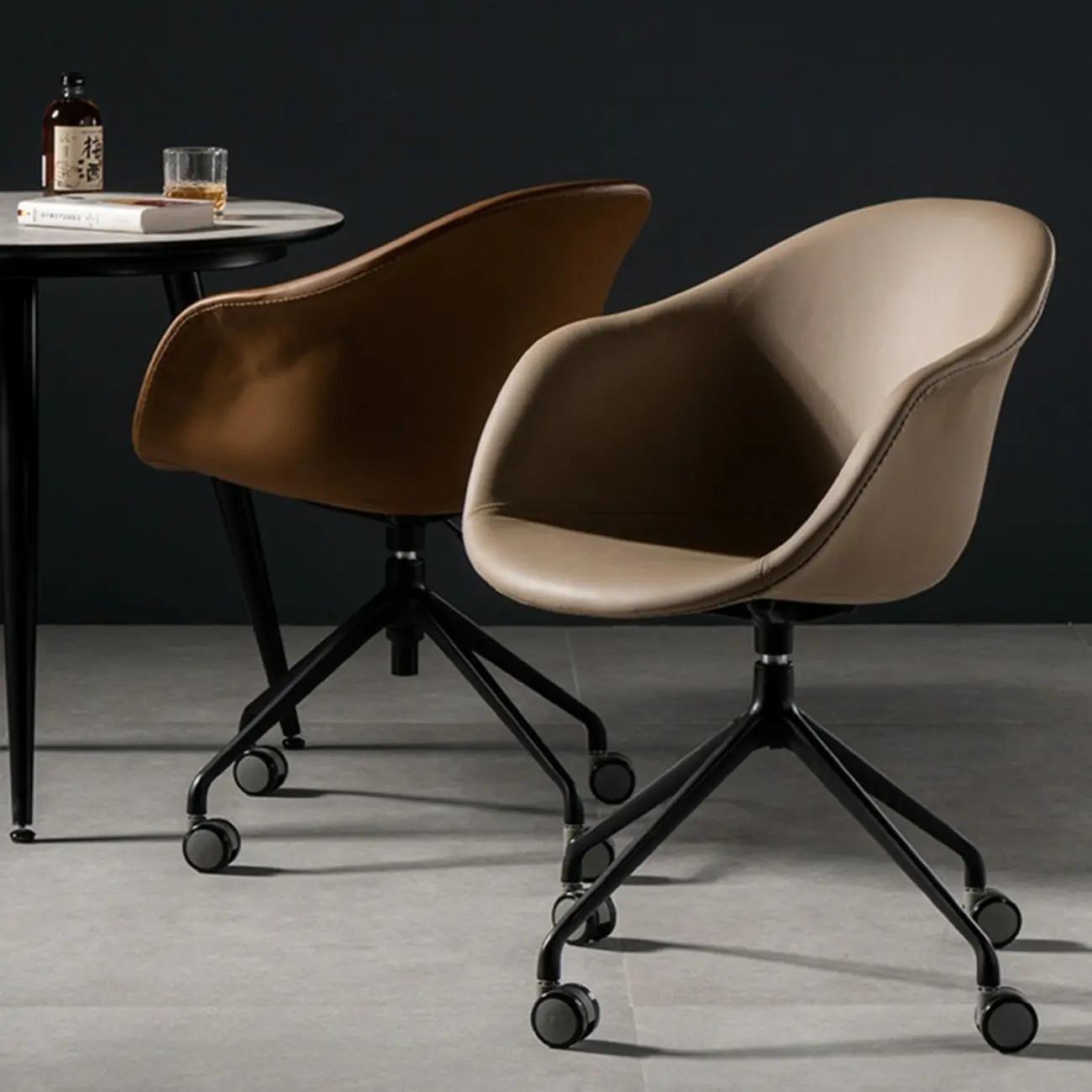 Simple Brown Adjustable Swivel Office Chair Image - 3 | homeyfad