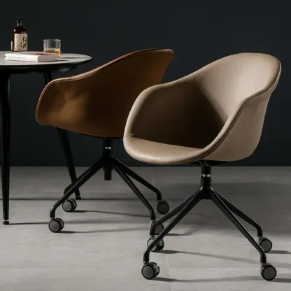 Simple Brown Adjustable Swivel Office Chair Image - 3