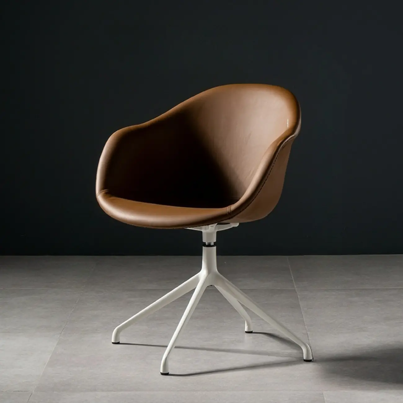 Simple Brown Adjustable Swivel Office Chair Image - 10 | homeyfad