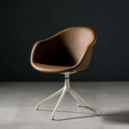 Simple Brown Adjustable Swivel Office Chair Image - 10