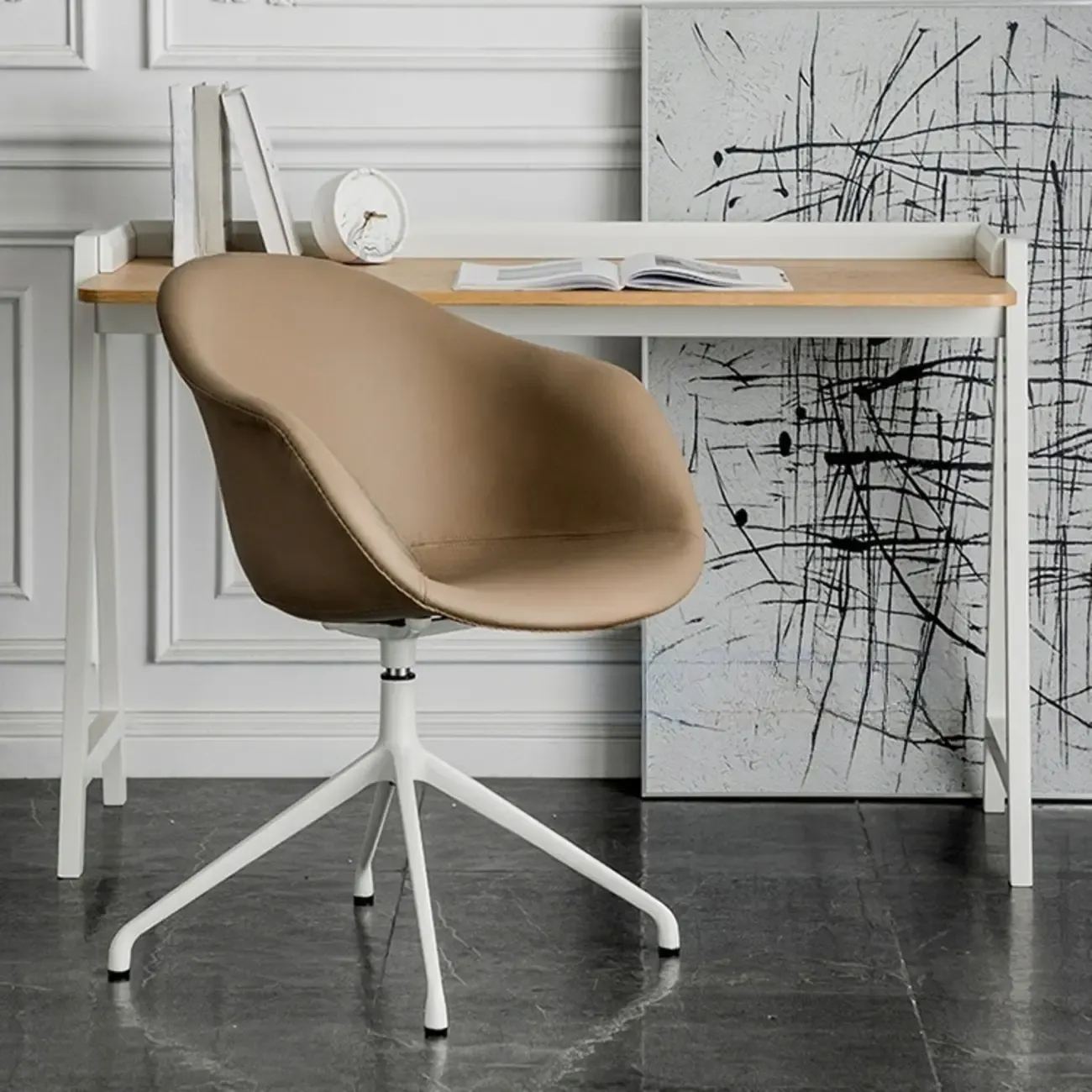 Simple Brown Adjustable Swivel Office Chair Image - 11