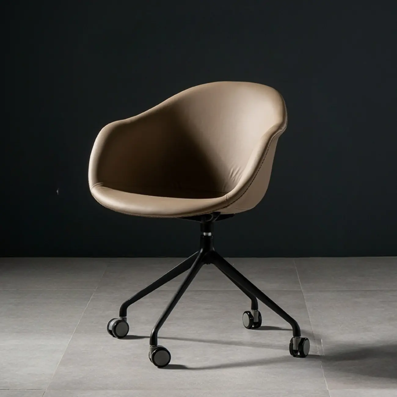 Simple Brown Adjustable Swivel Office Chair Image - 7 | homeyfad