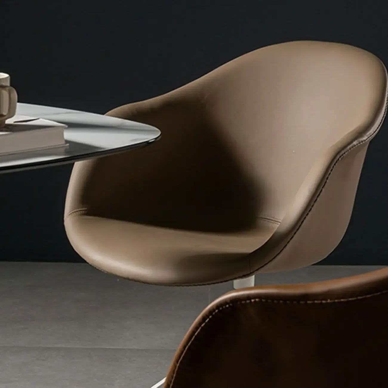 Simple Brown Adjustable Swivel Office Chair Image - 17