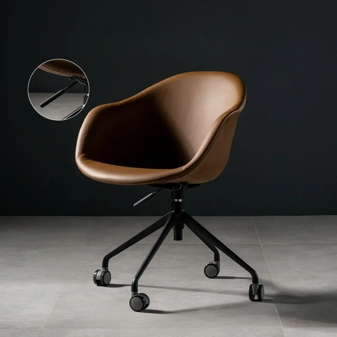 Simple Brown Adjustable Swivel Office Chair Image - 15