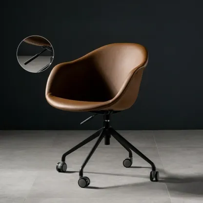 Simple Brown Adjustable Swivel Office Chair Image - 15