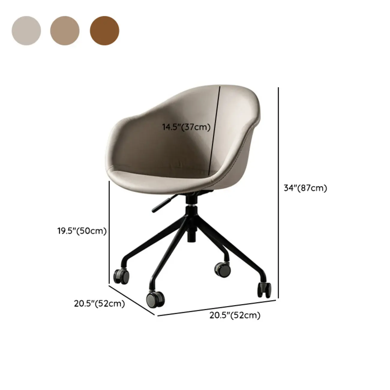 Simple Brown Adjustable Swivel Office Chair #size