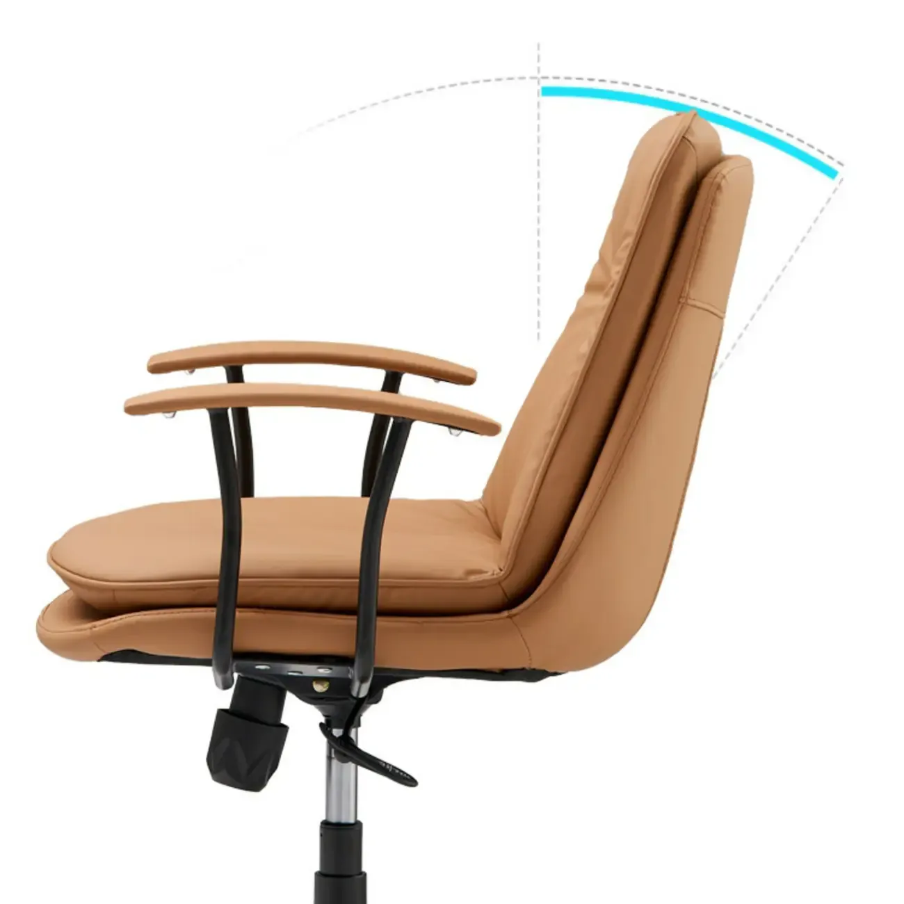 Simple Cream Leather Adjustable Swivel Office Chair Image - 9