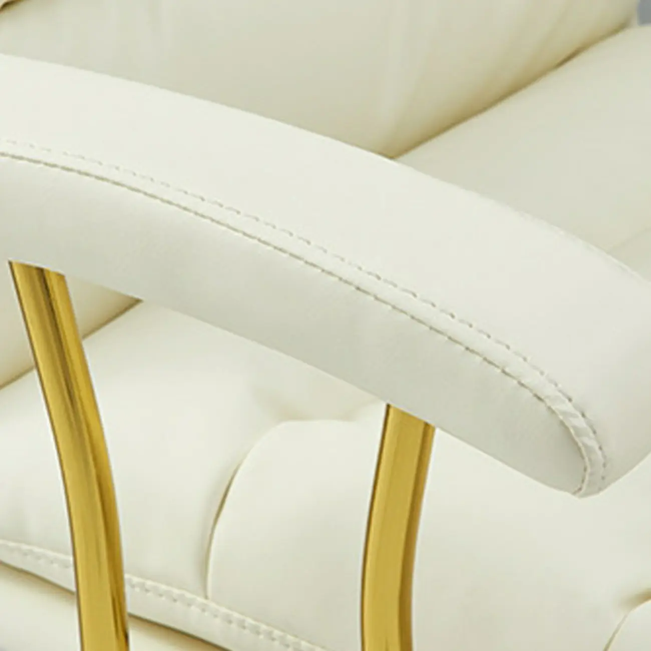 Simple Cream Leather Adjustable Swivel Office Chair Image - 6 | homeyfad