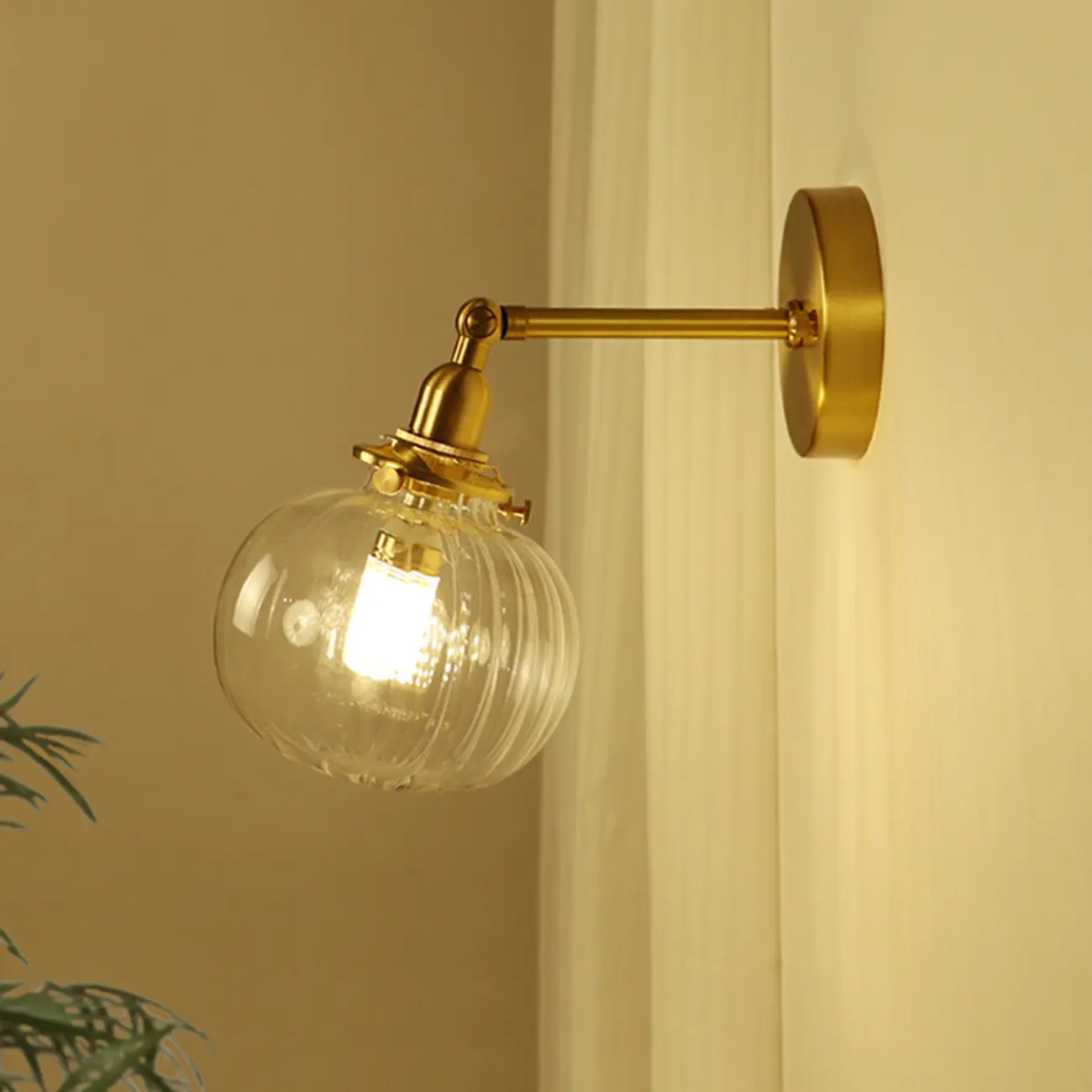 Transparent Globe Brass LED Wall Sconce for Hallway Lighting | homeyfad