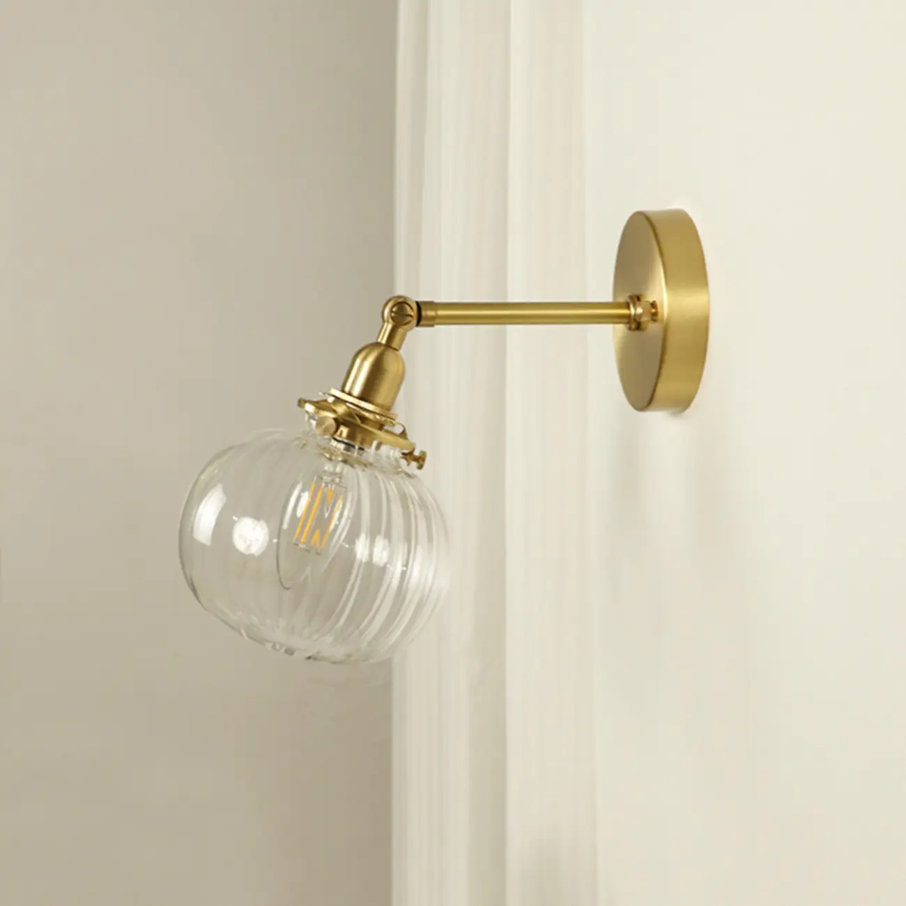 Transparent Globe Brass LED Wall Sconce for Hallway Lighting | homeyfad