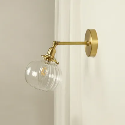 Transparent Globe Brass LED Wall Sconce for Hallway Lighting