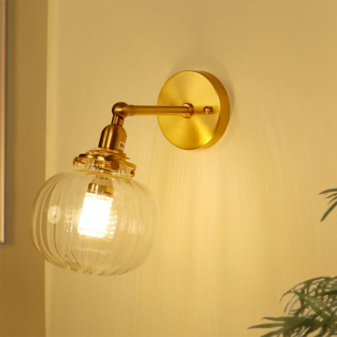 Transparent Globe Brass LED Wall Sconce for Hallway Lighting | homeyfad