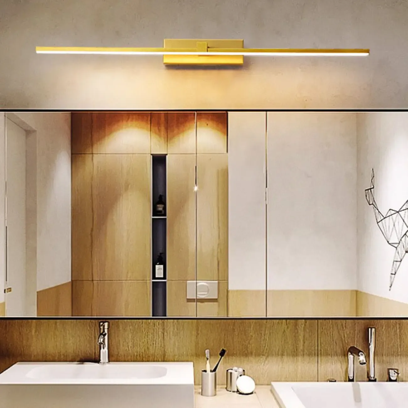 Modern Metal Linear LED Vanity Light with Third Gear Dimming Image - 3
