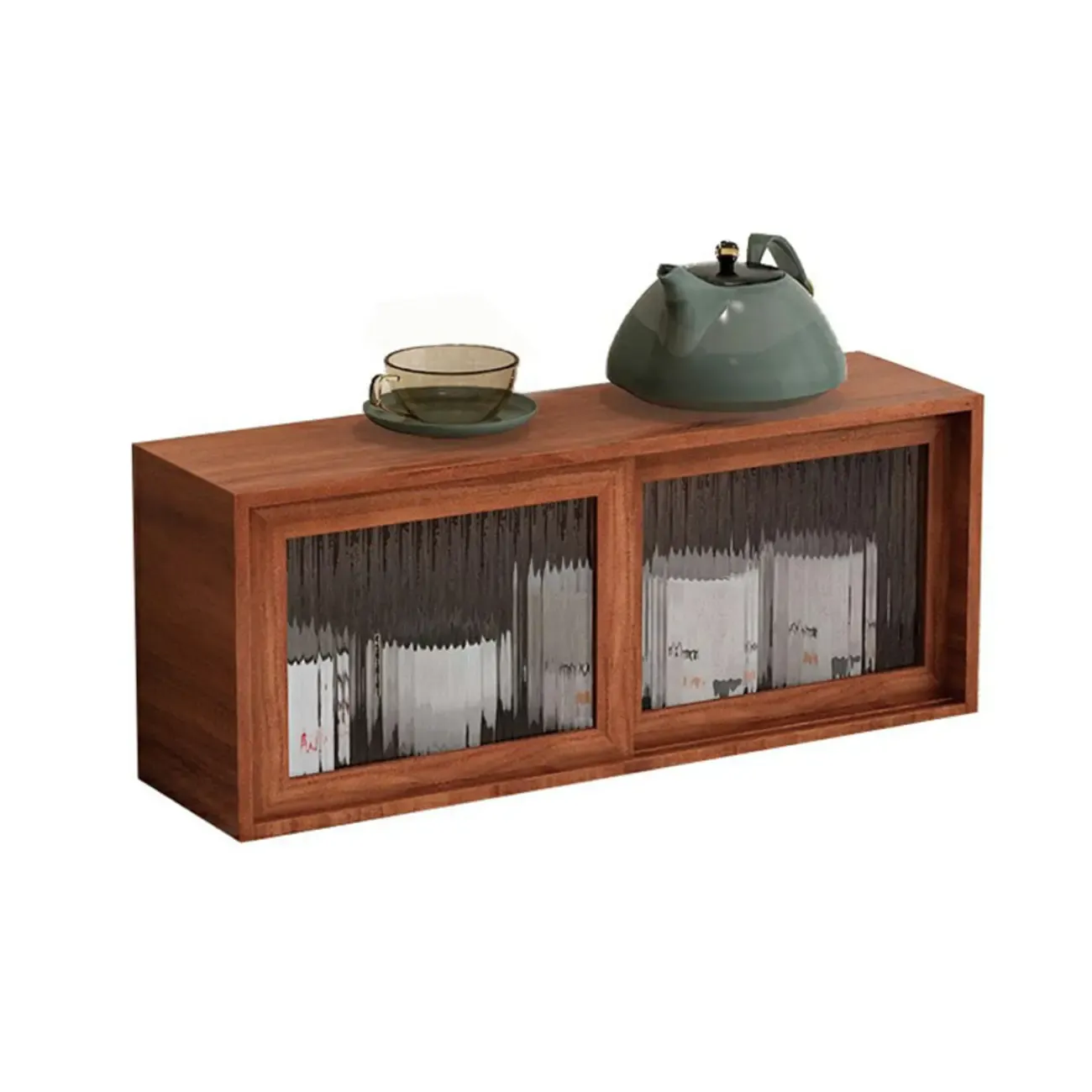 Wooden Small Display Cabinet with Glass Doors for Home Decor Image - 6