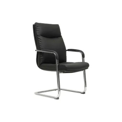 Modern Black Leather Ergonomic Swivel Office Chair Image - 9