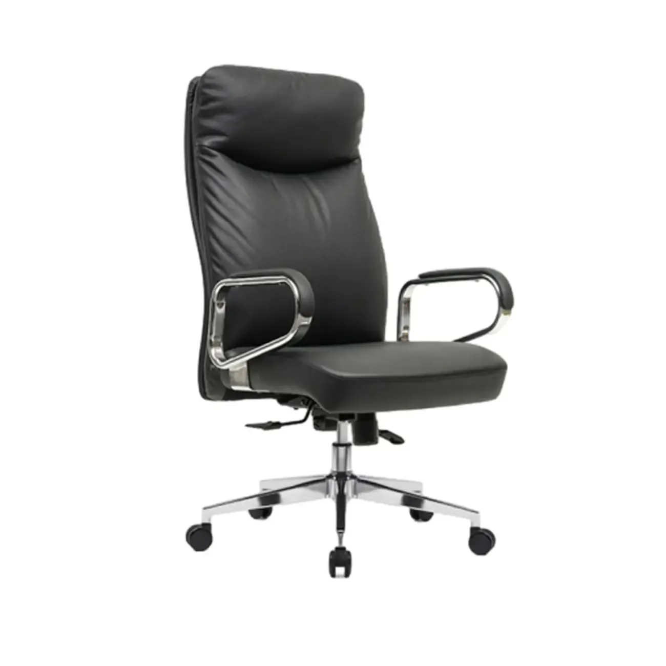 Modern Black Leather Ergonomic Swivel Office Chair Image - 8