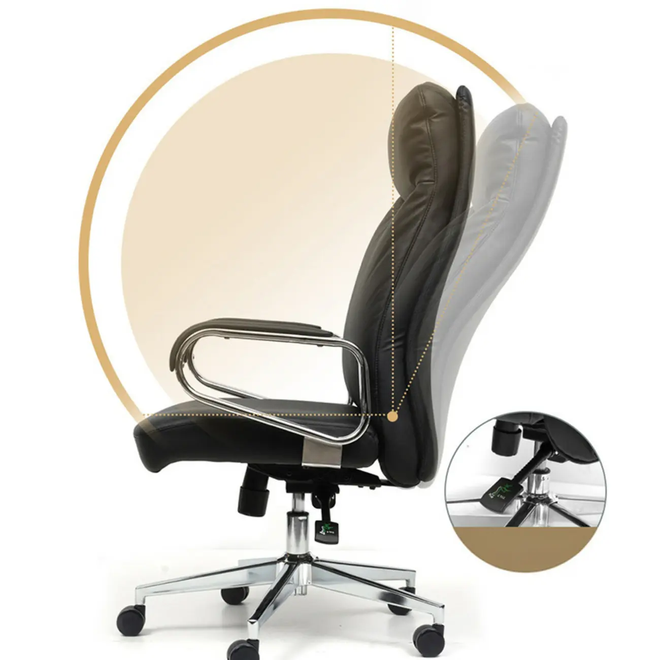Modern Black Leather Ergonomic Swivel Office Chair Image - 10 | homeyfad