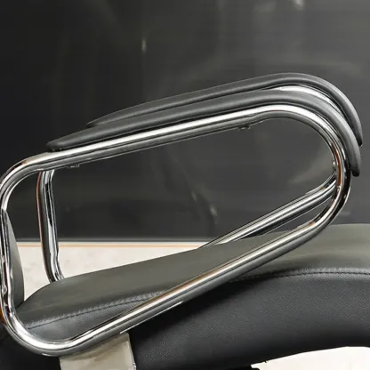 Modern Black Leather Ergonomic Swivel Office Chair Image - 5