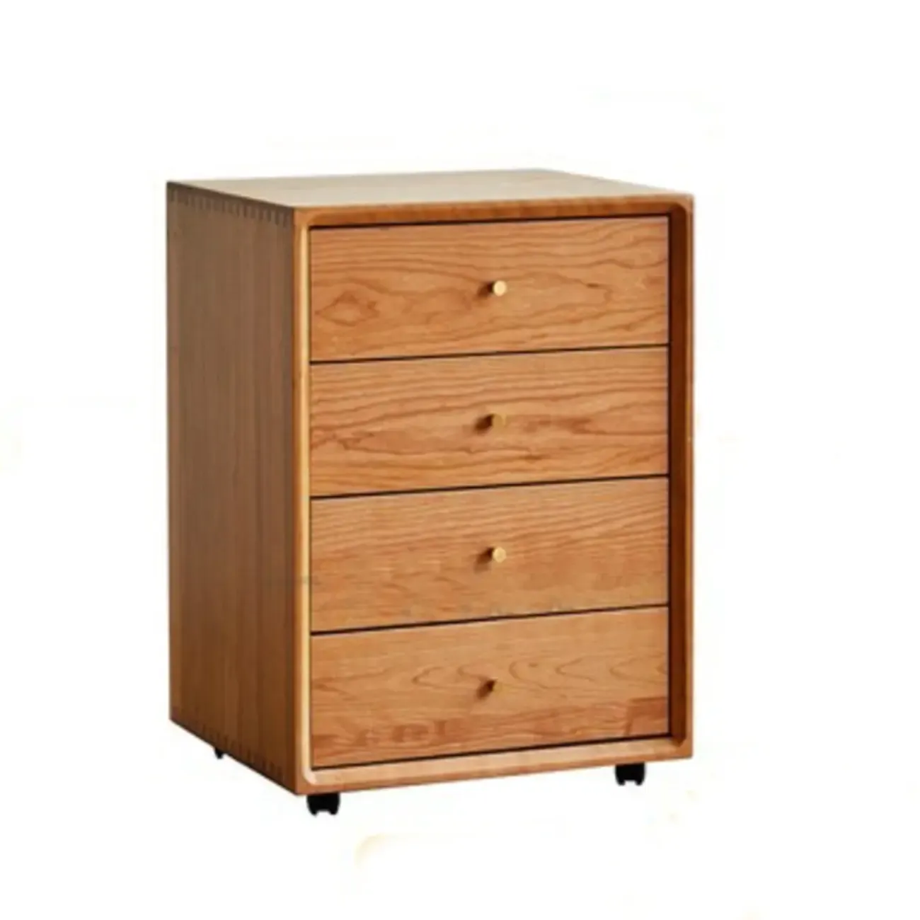 Modern Brown Wooden Filing Cabinet with Drawers and Wheels Image - 7