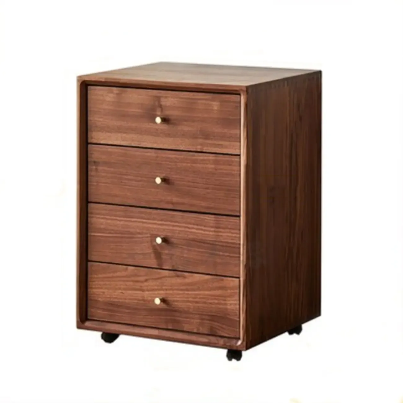 Modern Brown Wooden Filing Cabinet with Drawers and Wheels Image - 11