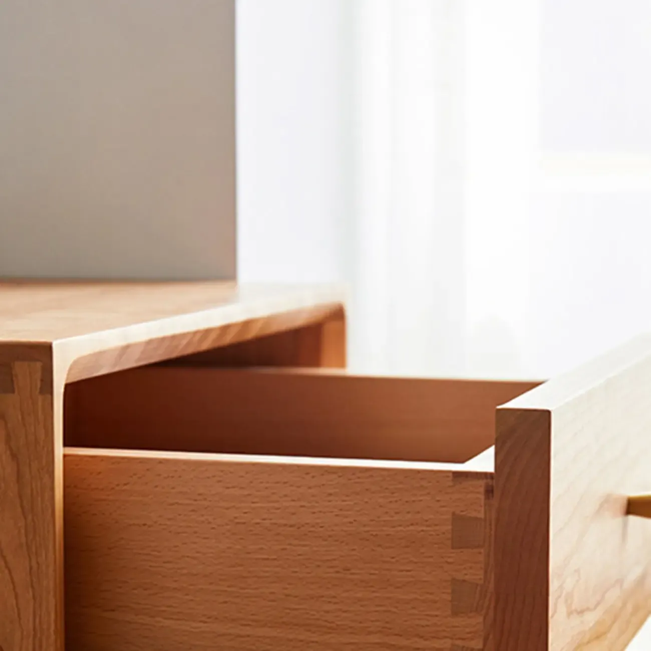 Modern Brown Wooden Filing Cabinet with Drawers and Wheels Image - 10
