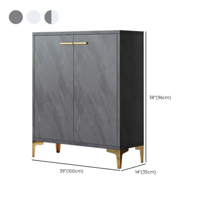 Elegant Grey Wood Hallway Shoe Cabinet with Metal Legs Image - 19