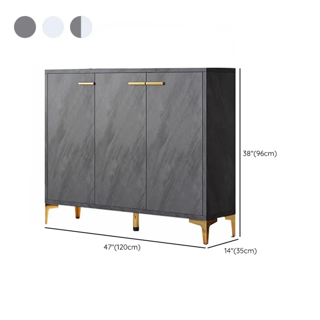 Elegant Grey Wood Hallway Shoe Cabinet with Metal Legs Image - 20