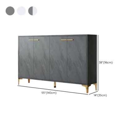 Elegant Grey Wood Hallway Shoe Cabinet with Metal Legs Image - 21