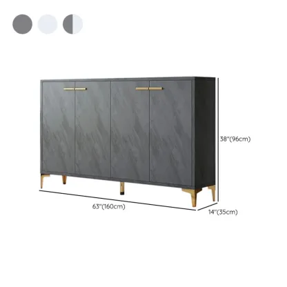 Elegant Grey Wood Hallway Shoe Cabinet with Metal Legs Image - 22