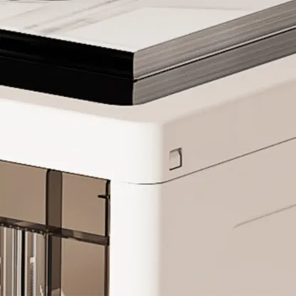 Hallway White Plastic Drop-Front Shoe Cabinet with Casters Image - 12