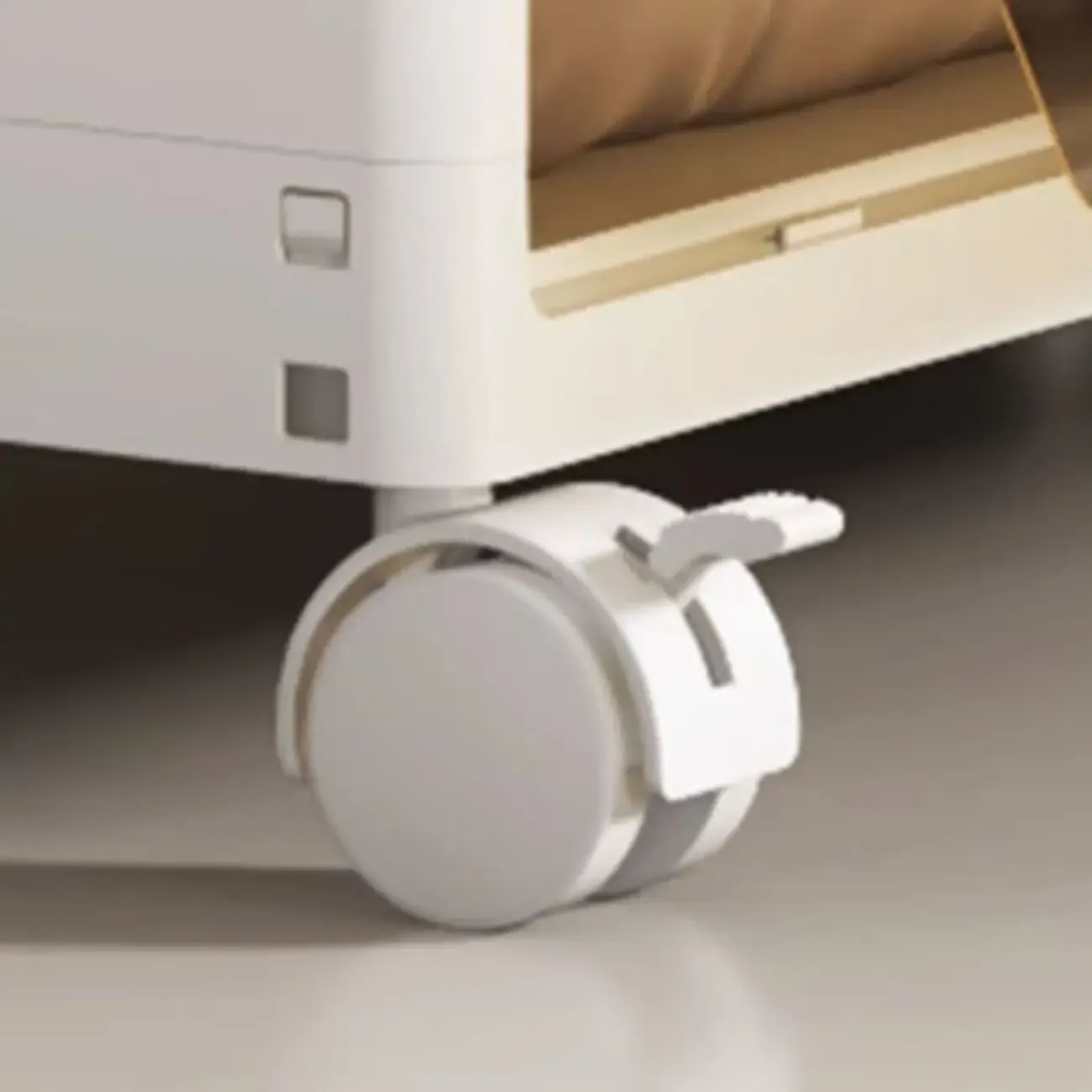 Hallway White Plastic Drop-Front Shoe Cabinet with Casters Image - 13